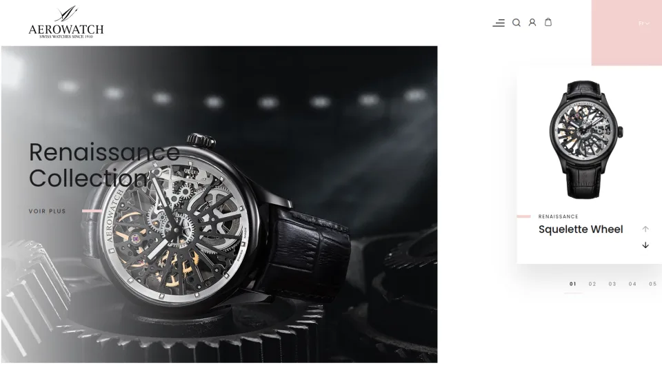 Aerowatch online store homepage showcasing the Renaissance watch collection